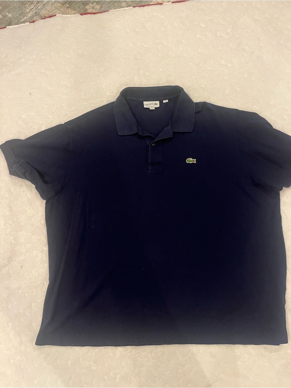 Lacoste Men’s Dark Navy Pique Polo with Green Crocodile